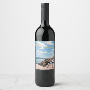 Étiquette Pour Bouteilles De Vin Santorin, Grèce Beach House