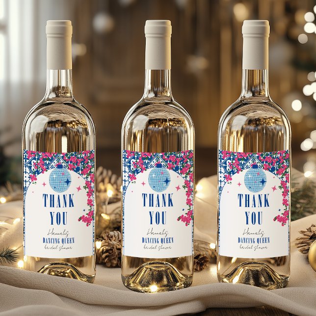 Étiquette Pour Bouteilles De Vin Santorin Musical Bougainvillea nuptiale (Créateur téléchargé)