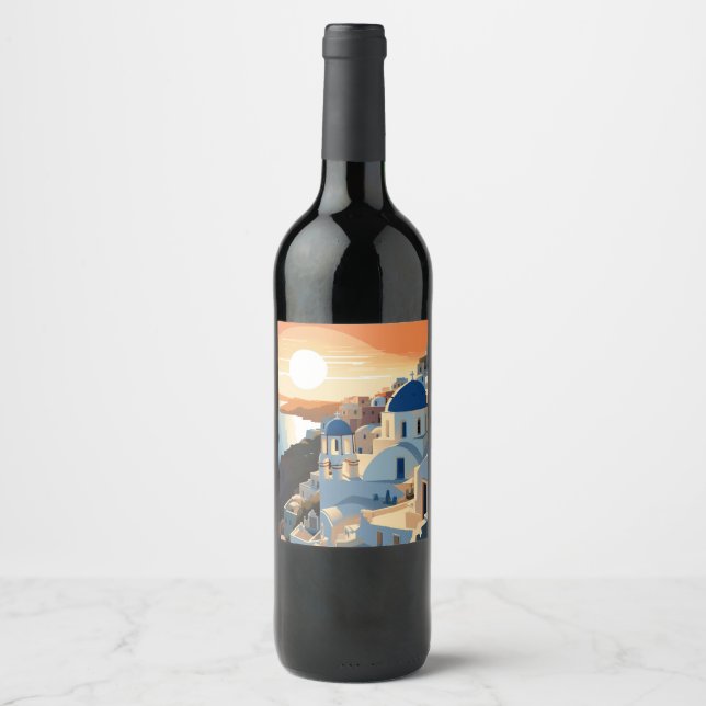 ÉTIQUETTE POUR BOUTEILLES DE VIN SANTORINI GRÈCE N° 1 (Devant)