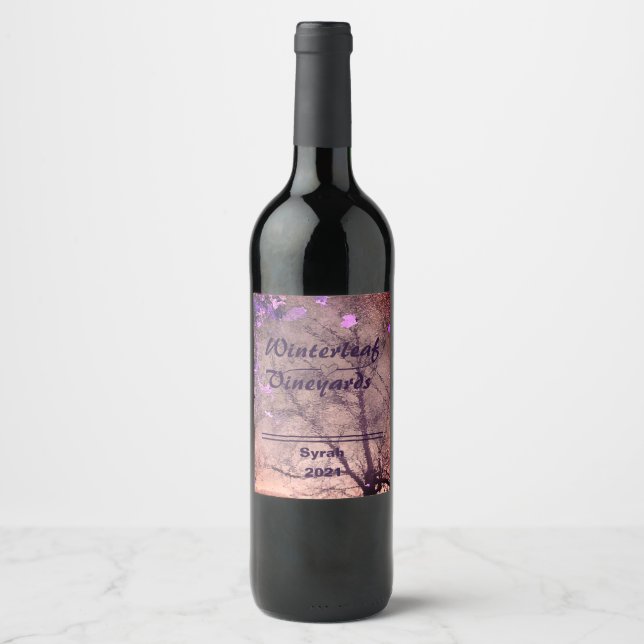 Étiquette Pour Bouteilles De Vin saumon "Winterleaf" en bas, Ensemble de 6 Étiquett (Devant)