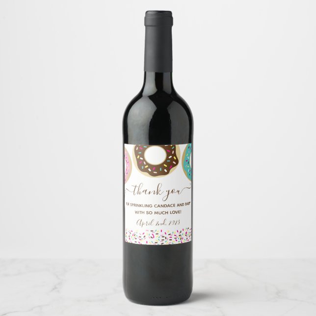 Étiquette Pour Bouteilles De Vin Saupoudré de Merci de bébé d'amour (Devant)
