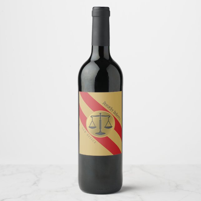 Étiquette Pour Bouteilles De Vin Scales d'or de la justice | Avocat (Devant)