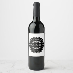 Étiquette Pour Bouteilles De Vin Sceau noir blanc Vintage orange