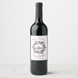 Étiquette Pour Bouteilles De Vin Scène vintage avec une église rouge et la couronne