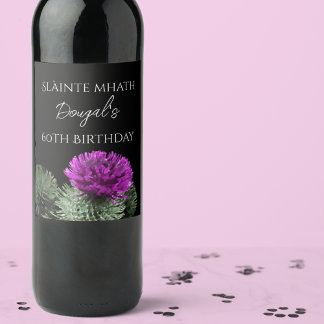 Étiquette Pour Bouteilles De Vin Scottish Thistle Personnalisé Anniversaire