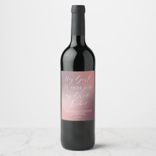 Étiquette Pour Bouteilles De Vin Script drôle Pink Ombré Bride Tribe
