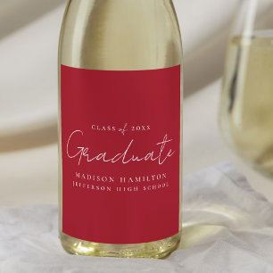 Étiquette Pour Bouteilles De Vin Script manuscrit moderne Graduation rouge