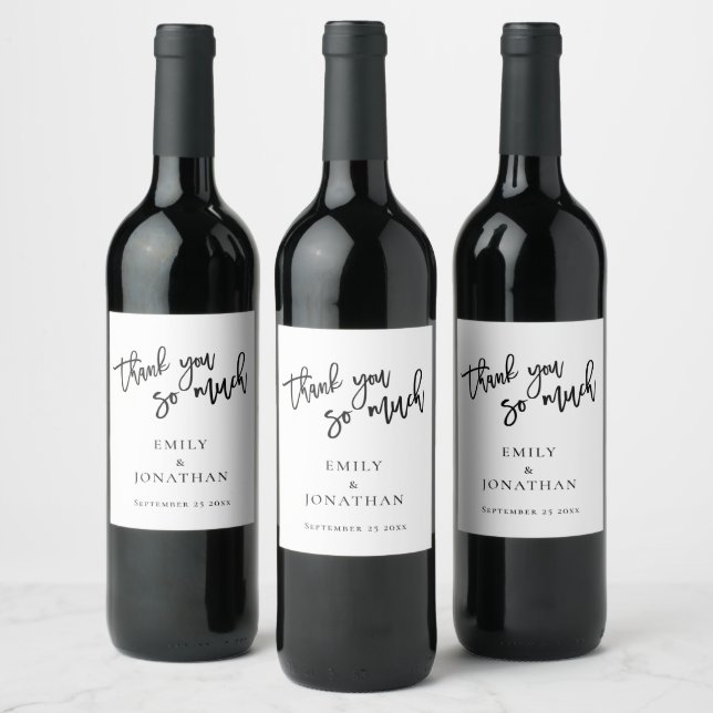 Étiquette Pour Bouteilles De Vin Script Newlyweed Noms Merci tant de Mariage (Bouteilles)