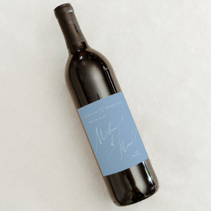 Étiquette Pour Bouteilles De Vin Script Whimsical Proposition Blue Matron Of Hono