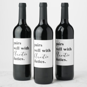 Étiquette Pour Bouteilles De Vin Se marie bien avec l'annonce de bébé Tatie