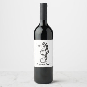 Étiquette Pour Bouteilles De Vin Seahorse Black