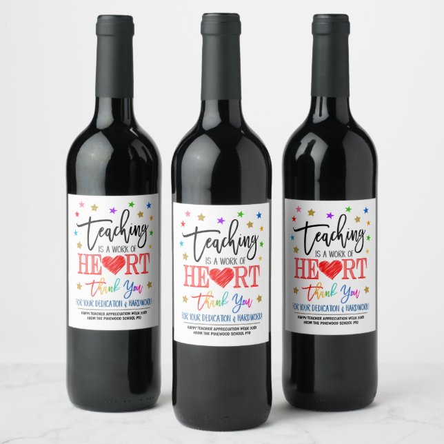 Étiquette Pour Bouteilles De Vin Semaine d'appréciation de l'enseignant (Bouteilles)