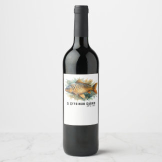 Étiquette Pour Bouteilles De Vin Série Aquarelle : Carpe