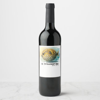 Étiquette Pour Bouteilles De Vin Série aquarelle : Poisson-globe
