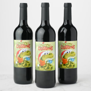 Étiquette Pour Bouteilles De Vin Serpent de Noël