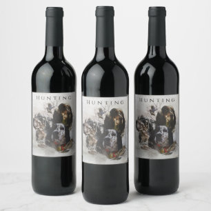 Étiquette Pour Bouteilles De Vin Setter anglais, chasse à la bécasse 