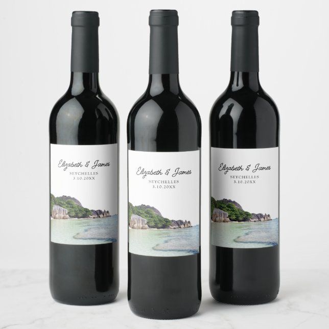 Étiquette Pour Bouteilles De Vin Seychelles Wedding Favor (Bouteilles)