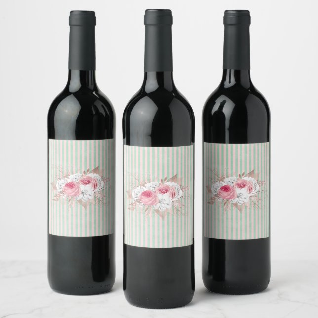 Étiquette Pour Bouteilles De Vin Shabby Chic Bouquet Rose raypes (Bouteilles)