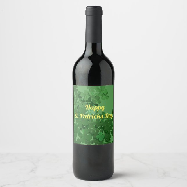 Étiquette Pour Bouteilles De Vin Shamrock de la Saint-Patrick. (Devant)