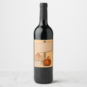 Étiquette Pour Bouteilles De Vin Signal en bois de Thanksgiving Citrouille personna