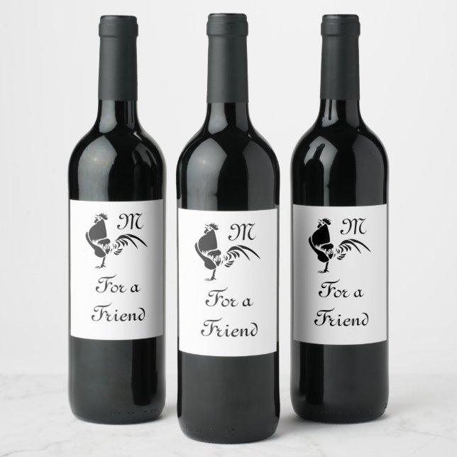 Étiquette Pour Bouteilles De Vin Silhouette de croisière à coq noir (Bouteilles)