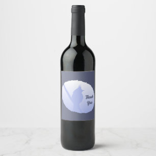 Étiquette Pour Bouteilles De Vin Silhouette d'oiseau bleu clair Merci