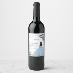 Étiquette Pour Bouteilles De Vin Silver Blue Hiver Flocon de neige Mis Quince