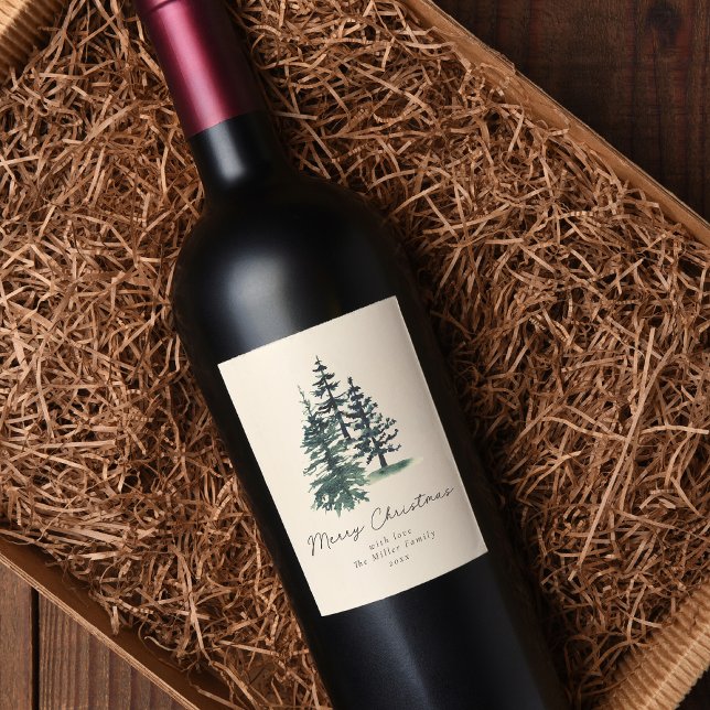Étiquette Pour Bouteilles De Vin Simple arbre de Noël élégant | Pin (Créateur téléchargé)