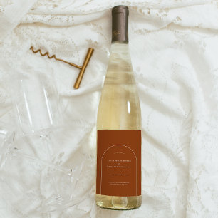 Étiquette Pour Bouteilles De Vin Simple Arche Bohème Terracotta Mariage