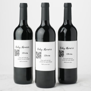 Étiquette Pour Bouteilles De Vin Simple baby shower site web code-barres QR ajouter