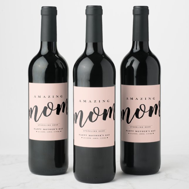 Étiquette Pour Bouteilles De Vin Simple Fête des Mères Moderne Personnalisée (Bouteilles)