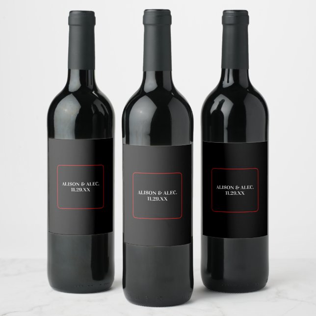 Étiquette Pour Bouteilles De Vin Simple Las Vegas Black White Red Event (Bouteilles)