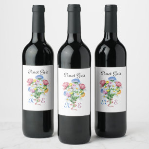 Étiquette Pour Bouteilles De Vin Simple Marguerite de Printemps Fleur Sauvage Minim