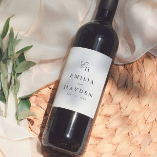 Étiquette Pour Bouteilles De Vin Simple Mariage Bohème Minimaliste