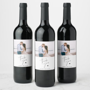Étiquette Pour Bouteilles De Vin Simple Moderne Écriture Cœur Mariage Merci