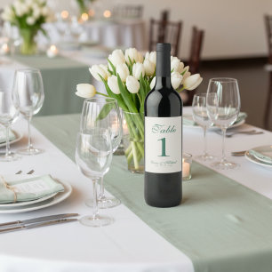 Étiquette Pour Bouteilles De Vin Simple moderne minimaliste Mariage vert Sage