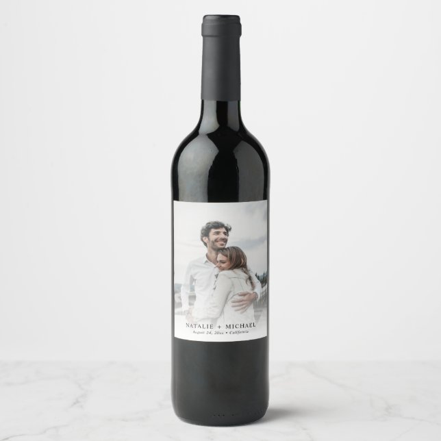 Étiquette Pour Bouteilles De Vin Simple moderne Personnalisé Élégant Mariage photo (Devant)
