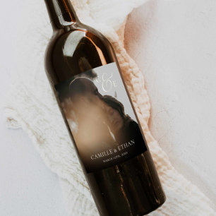 Étiquette Pour Bouteilles De Vin Simple Monogram Photo Mariage