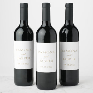 Étiquette Pour Bouteilles De Vin Simple Or Moderne Mariage Doré