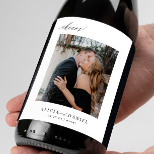 Étiquette Pour Bouteilles De Vin Simple photo de mariage minimaliste