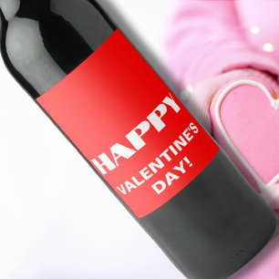 Étiquette Pour Bouteilles De Vin Simple White Clean Joyeux Valentines Jour   Rouge 