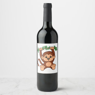 Étiquette Pour Bouteilles De Vin Singe traînant juste