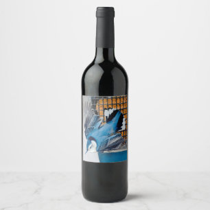 Étiquette Pour Bouteilles De Vin Sittelle à poitrine blanche dans la neige - Photo