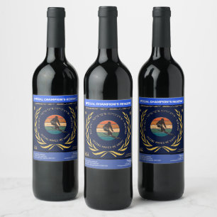 Étiquette Pour Bouteilles De Vin Ski Big Sky, Montana - Man Skier, Texte D'Or