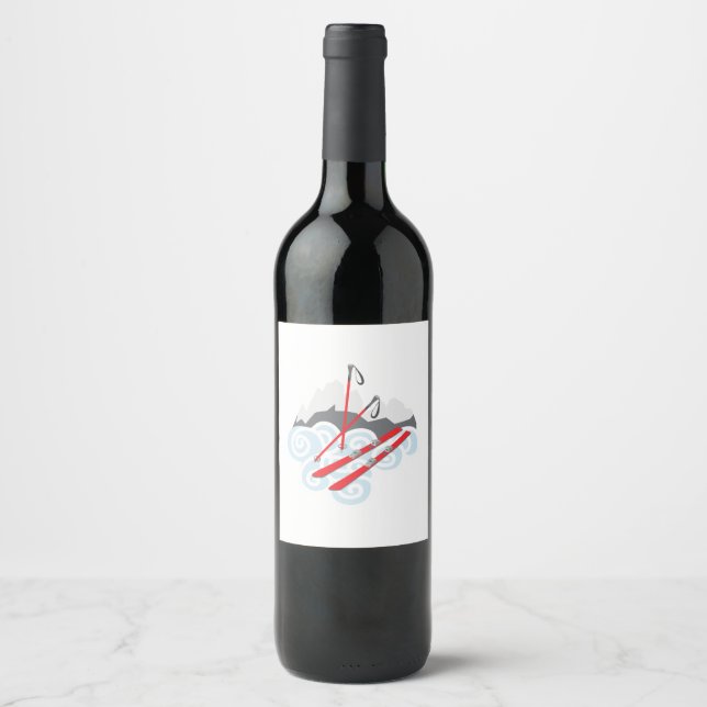 Étiquette Pour Bouteilles De Vin Ski De Neige (Devant)