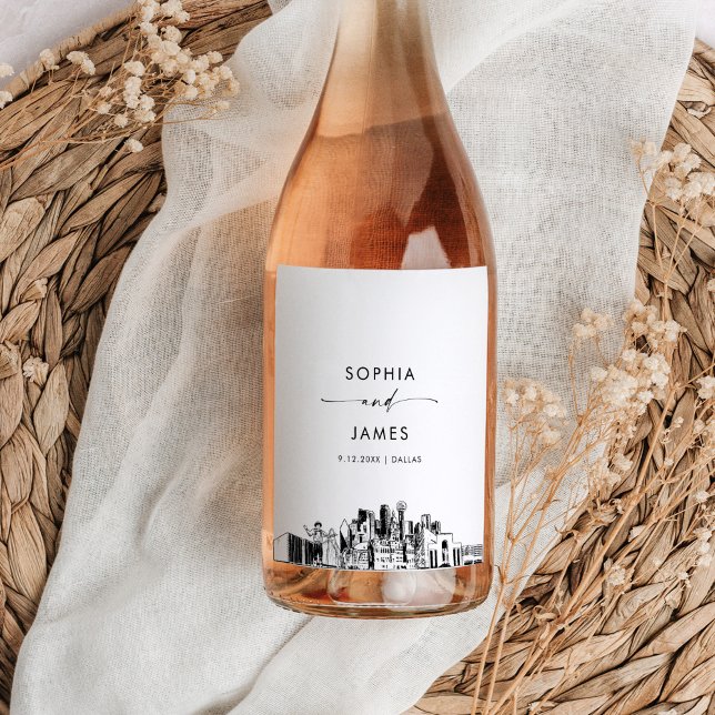 Étiquette Pour Bouteilles De Vin Skyline de Dallas (Créateur téléchargé)