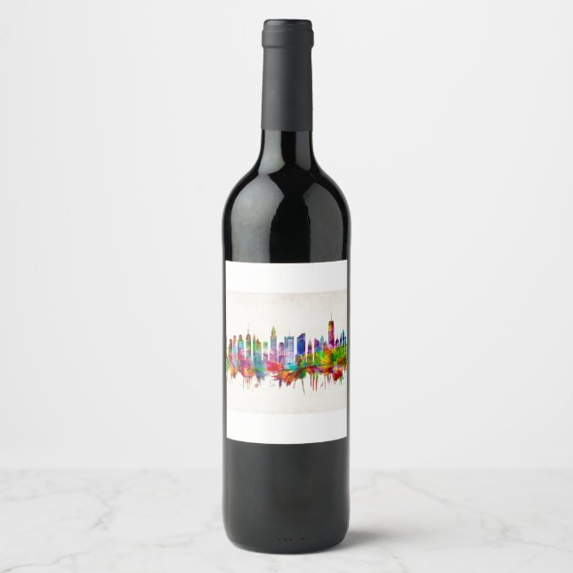 Étiquette Pour Bouteilles De Vin Skyline de New York (Devant)