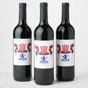 Étiquette Pour Bouteilles De Vin SlipperyJoe's fête d'indépendance du 4 juillet cla