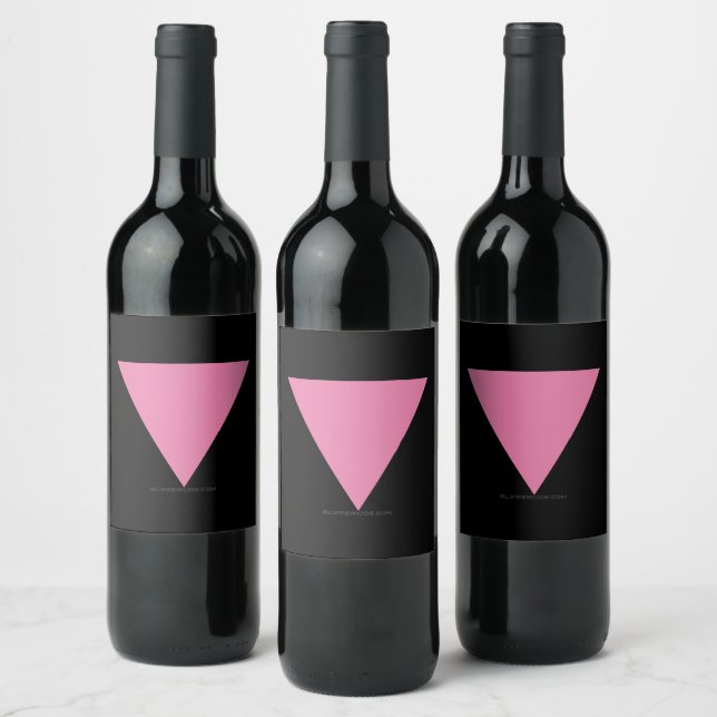 Étiquette Pour Bouteilles De Vin SlipperyJoe's rose triangle drapeau clair rose sym (Bouteilles)