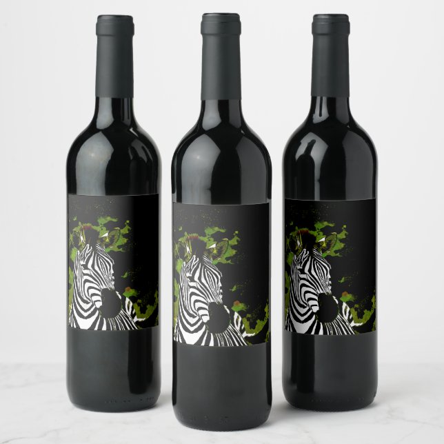 Étiquette Pour Bouteilles De Vin Soirée africaine Zebra (Bouteilles)